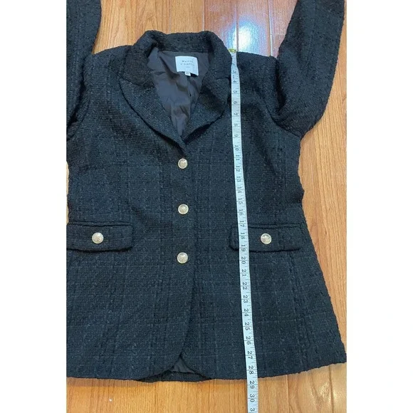 Maison d'Amélie Paris Black Tweed‎ Blazer Gold Button Classic Tailored Jacket L - Picture 6 of 11